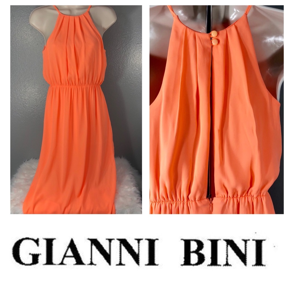 Giani Bini coral chiffon maxi dress